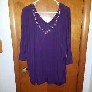 Lane Bryant Purple Rhinestone Dolman Top